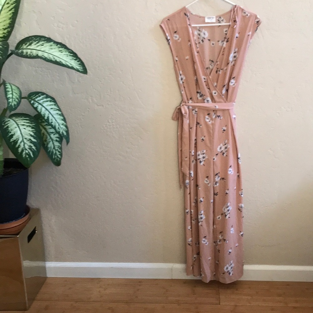Pink floral romper
